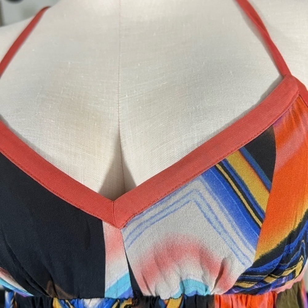 Guess Jeans Silk Crossed Back Spaghetti Strap Mini Colorful Dress - Picture 2 of 15